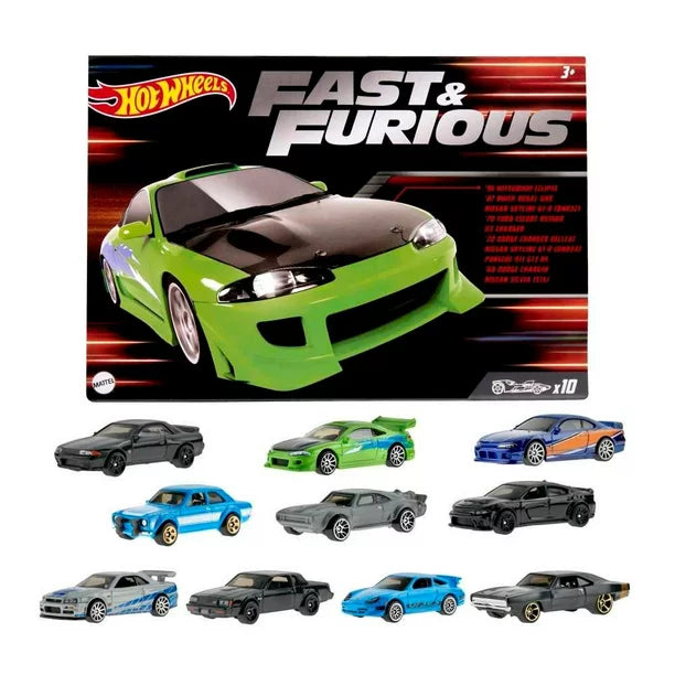 HW THEMED FAST & FURIOUS PAQUETE DE 10 AUTOS