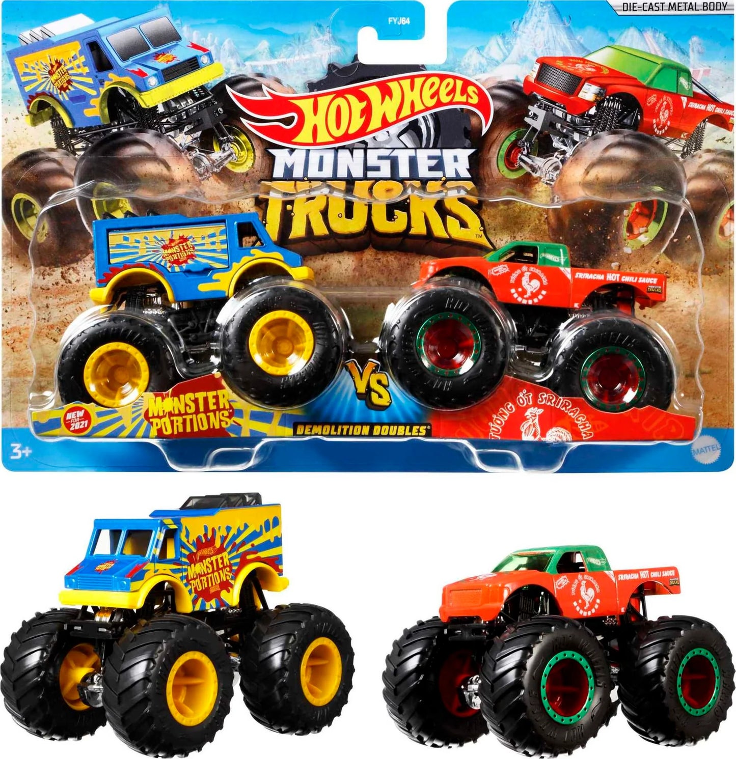 HW MONSTER TRUCKS 2-PACK SURTIDO ESCALA 1:64