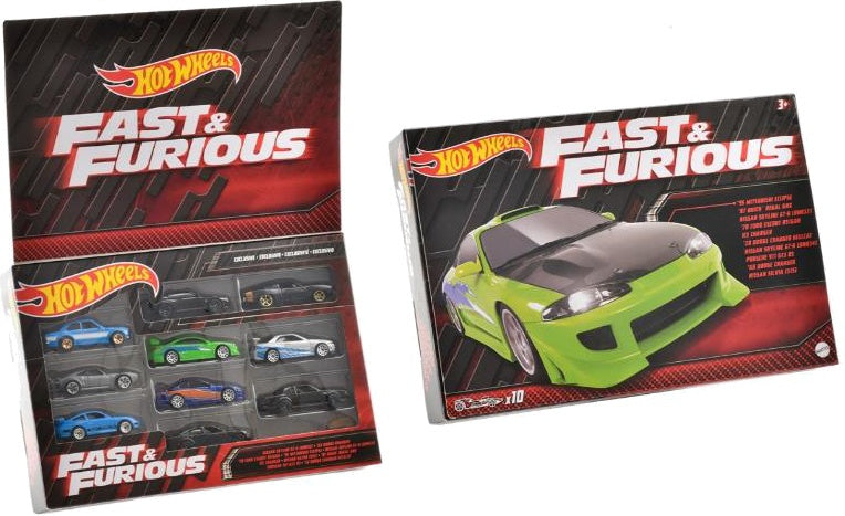 Surtido 10 Vehiculos Mattel Premium Hot Wheels Fast & Furious Replica 27 cm